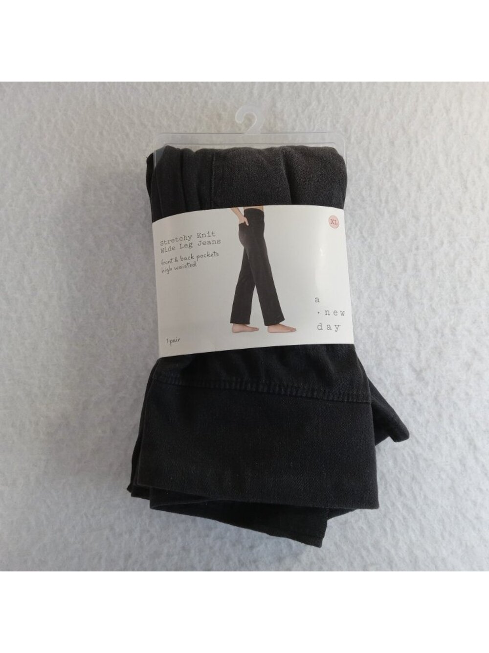 A New Day Women's XL Black Stretchy Denim Wide Leg High Waisted Pull-On Pants